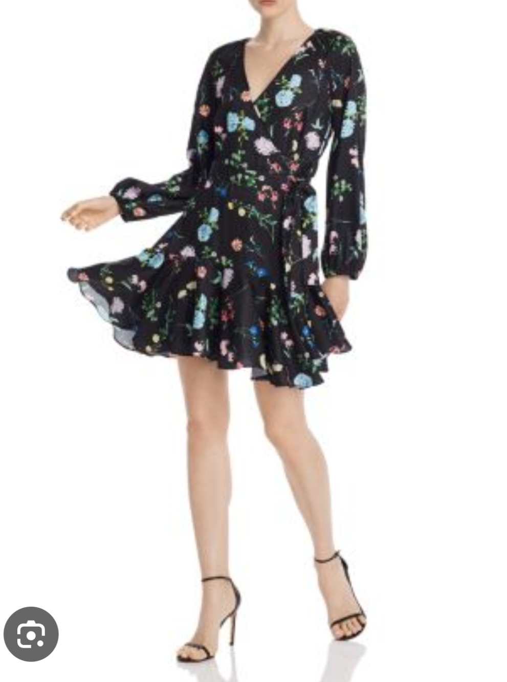 Paper London "Ottie" Black Floral Wrap Dress
